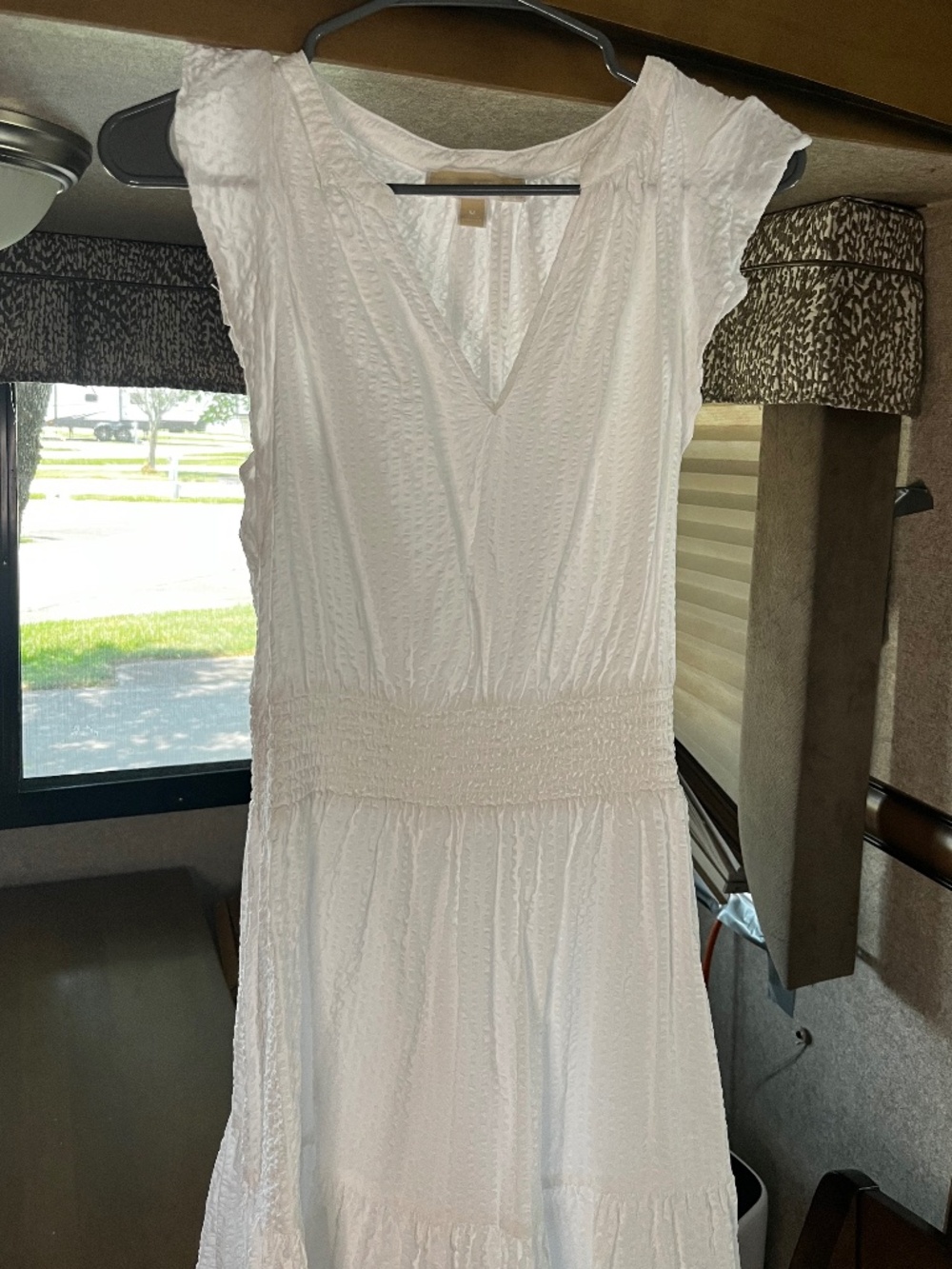 Michael Kors Flutter Sleeve V-Neck Mini Dress Medium M White